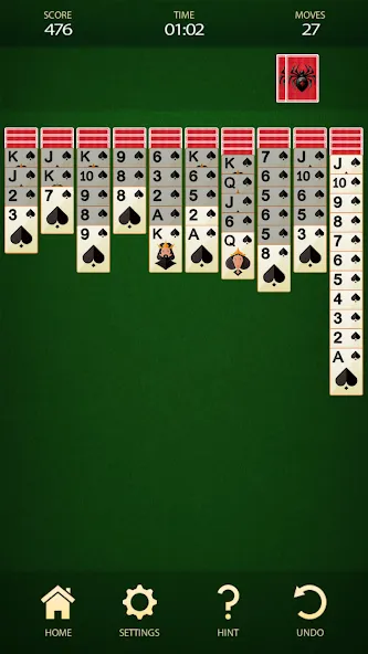 Spider Solitaire: Card Game (Спайдер Солитер)  [МОД Меню] Screenshot 2