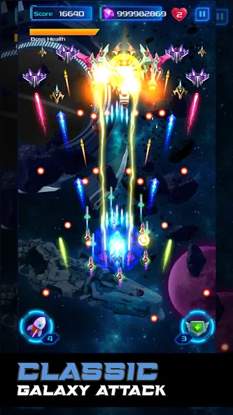 Galaxy Attack: Space Shooter (Гэлэкси Аттак)  [МОД Бесконечные деньги] Screenshot 1