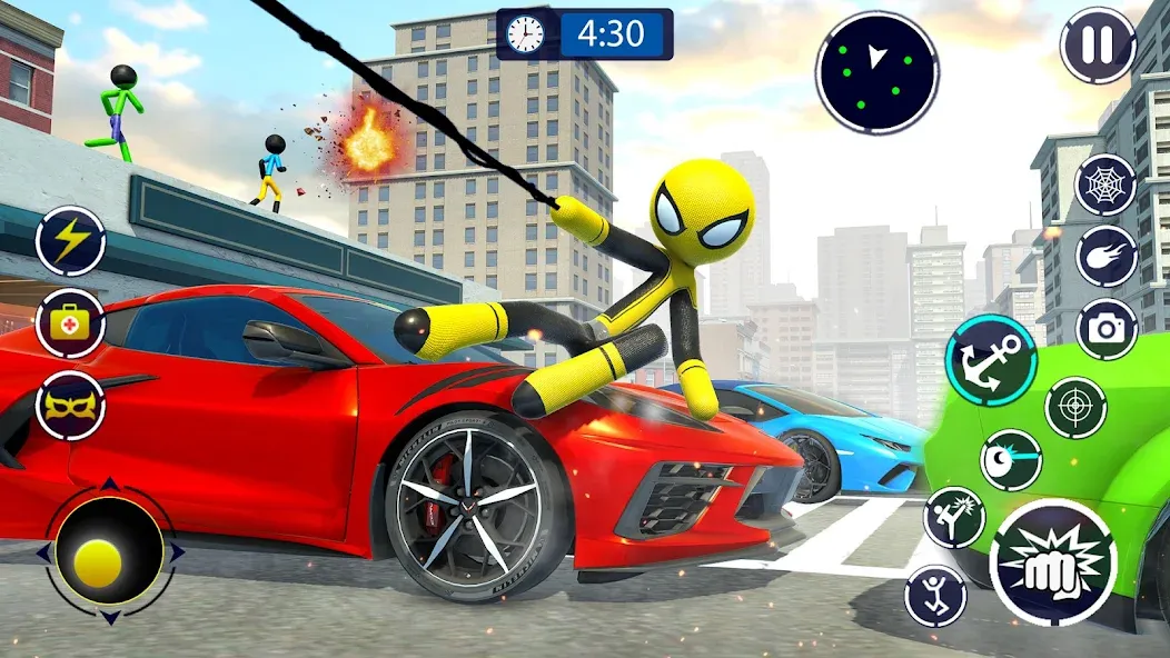 Spider Stickman Rope Hero Game  [МОД Unlimited Money] Screenshot 1