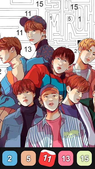 Kpop Paint by Numbers BT21  [МОД Unlimited Money] Screenshot 3