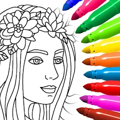 Скачать взломанную Coloring for girls and women  [МОД Бесконечные монеты] - последняя версия apk на Андроид