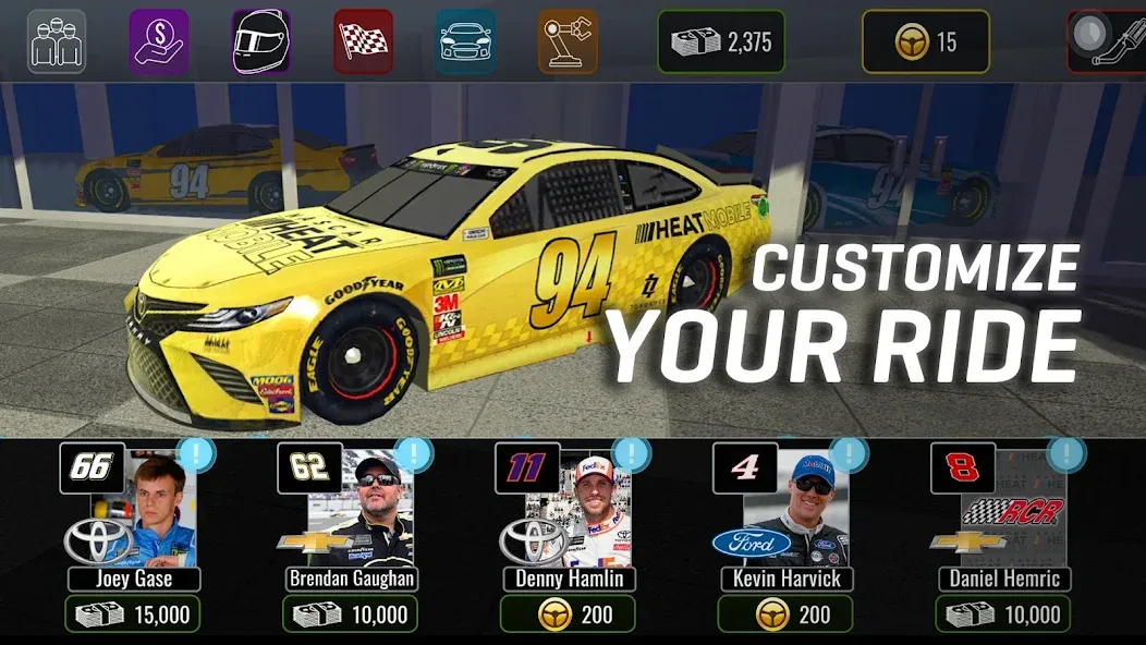 NASCAR Heat Mobile (НАСКАР Хит Мобилай)  [МОД Бесконечные деньги] Screenshot 2