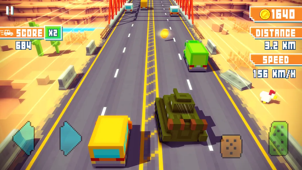 Blocky Highway: Traffic Racing (Блоки Хайвей)  [МОД Unlimited Money] Screenshot 1