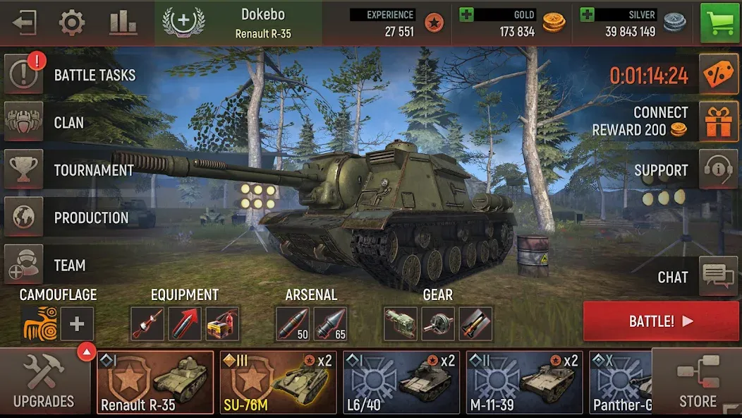 Battle Tanks: Tank Games WW2 (Бэтл Тэнкс)  [МОД Unlocked] Screenshot 4