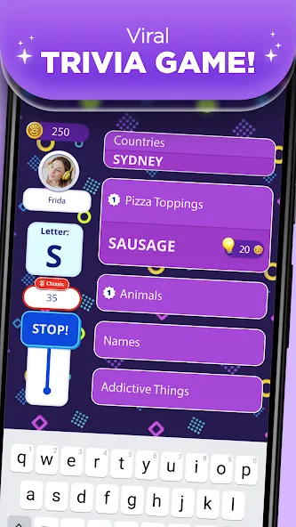 Stop 2 - Word Trivia Game  [МОД Бесконечные деньги] Screenshot 1