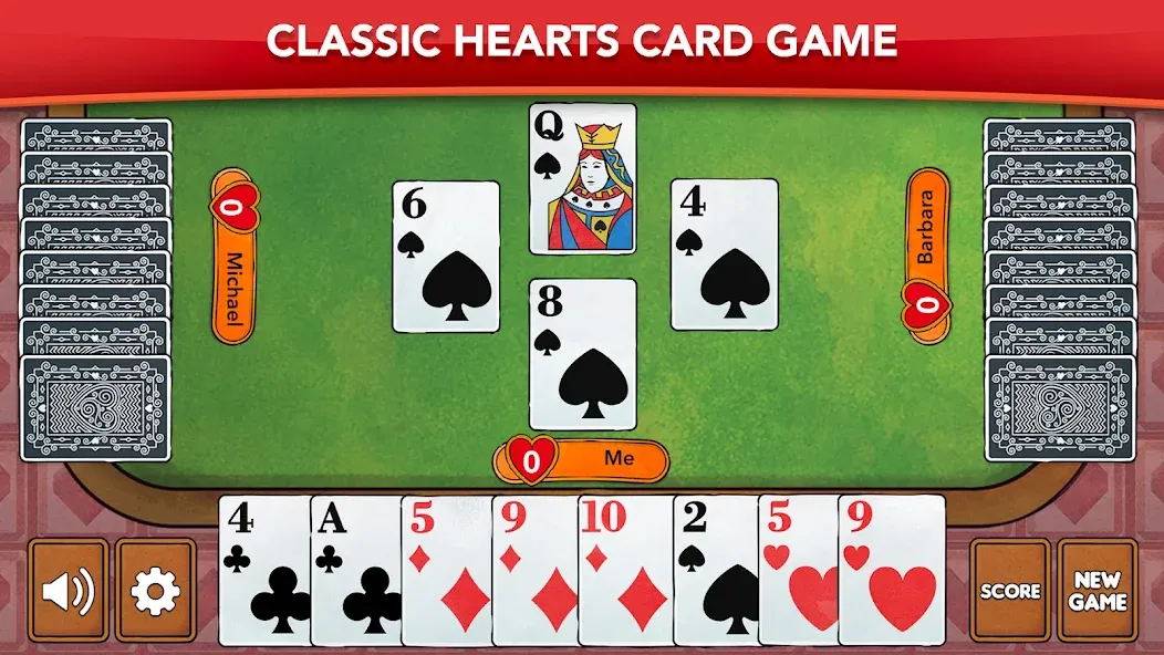 Hearts - Card Game Classic (Хартс)  [МОД Много денег] Screenshot 1