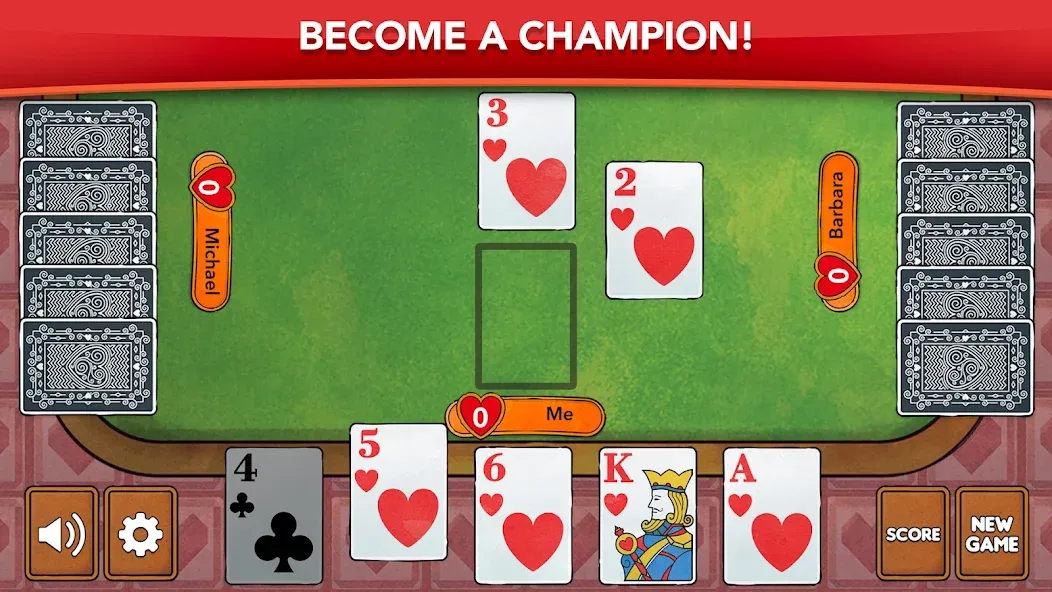 Hearts - Card Game Classic (Хартс)  [МОД Много денег] Screenshot 2