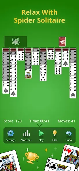 Spider Solitaire Classic  [МОД Много монет] Screenshot 1