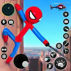 Взломанная Flying Stickman Rope Hero Game  [МОД Меню] - последняя версия apk на Андроид