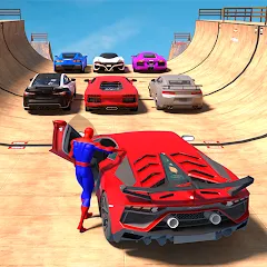 Скачать взлом Superhero Car: Mega Ramp Games (Рамп Кар Гейм)  [МОД Unlimited Money] - стабильная версия apk на Андроид