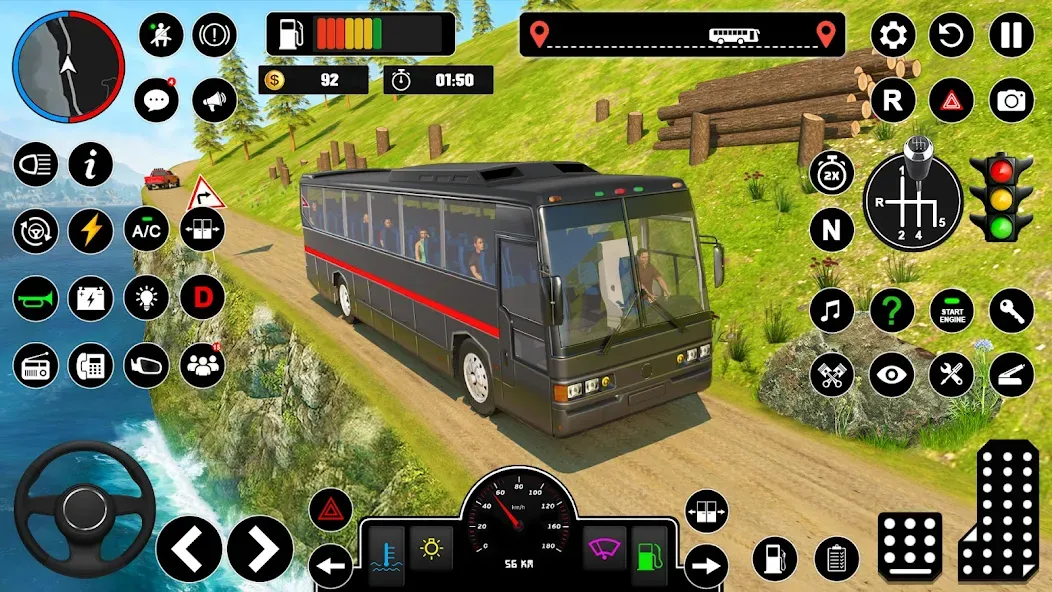 Offroad Bus Simulator Bus Game (Оффроуд Автобус Симулятор Игра)  [МОД Много денег] Screenshot 2