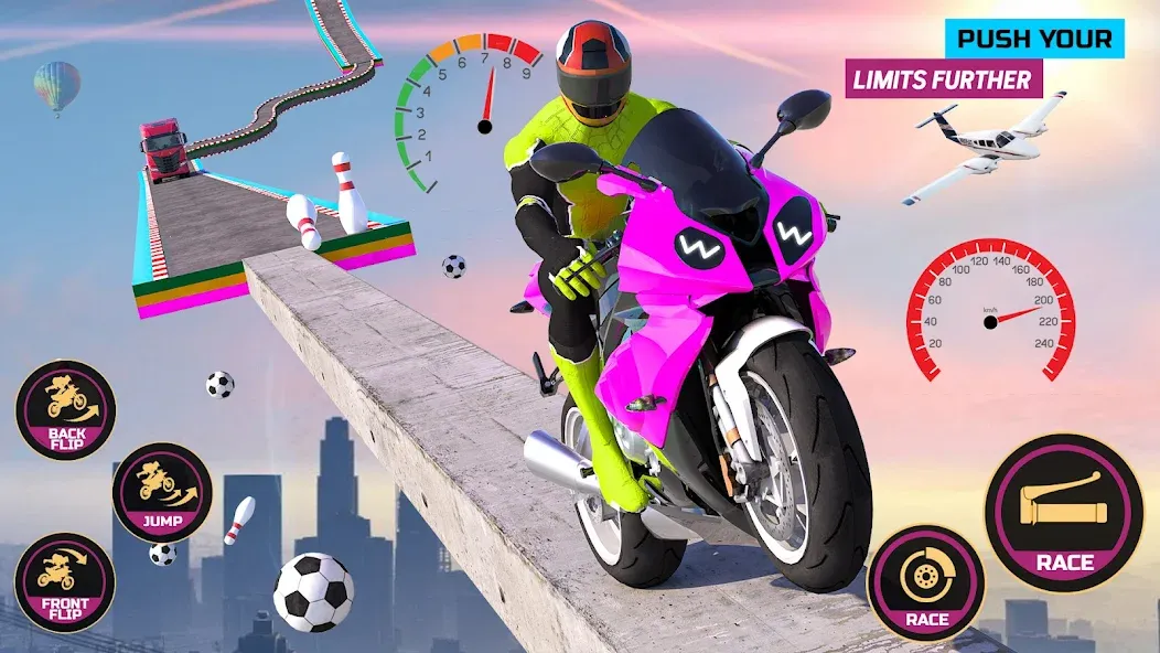 Racing Bike Stunt Games Master (Гонки на мотоциклах Мастер игр в трюки)  [МОД Много монет] Screenshot 1