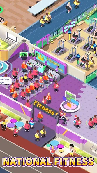 Fitness Club Tycoon (Фитнес Клуб Тайкун)  [МОД Бесконечные монеты] Screenshot 2