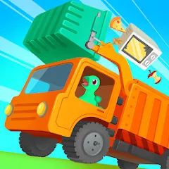 Скачать взломанную Dinosaur GarbageTruck:for kids  [МОД Много монет] - последняя версия apk на Андроид