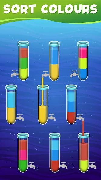 Water Sort Color Sorting games (Вотер Сорт Колор Сортинг гейм)  [МОД Много денег] Screenshot 2