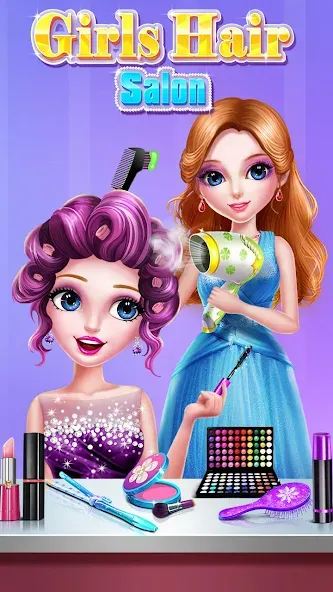 Girls Hair Salon  [МОД Бесконечные монеты] Screenshot 2