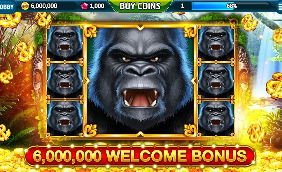 Ape Slots: Vegas Casino Deluxe  [МОД Бесконечные монеты] Screenshot 1