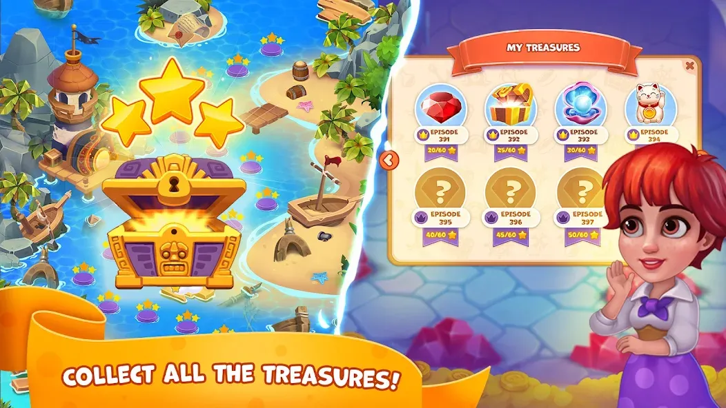 Pirate Treasures: Jewel & Gems  [МОД Все открыто] Screenshot 4