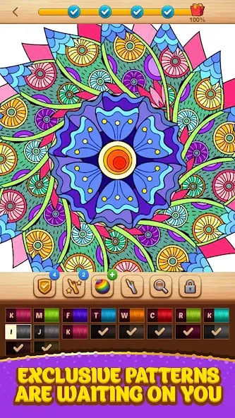 Cross Stitch Coloring Mandala (Кроссстиль раскрашивание мандала)  [МОД Бесконечные деньги] Screenshot 4