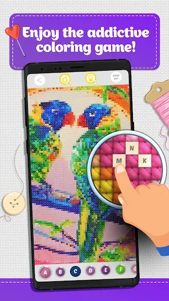 Cross Stitch Coloring Art (Кроссстич окрашивание искусства)  [МОД Бесконечные деньги] Screenshot 1