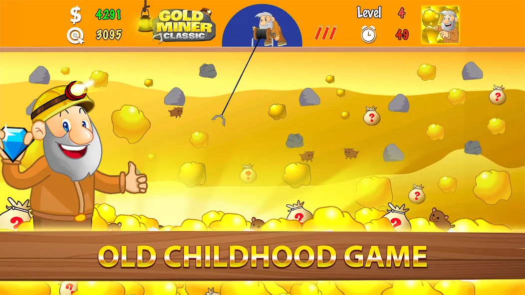 Gold Miner Classic: Gold Rush (Голд Майнер Классик)  [МОД Бесконечные монеты] Screenshot 1