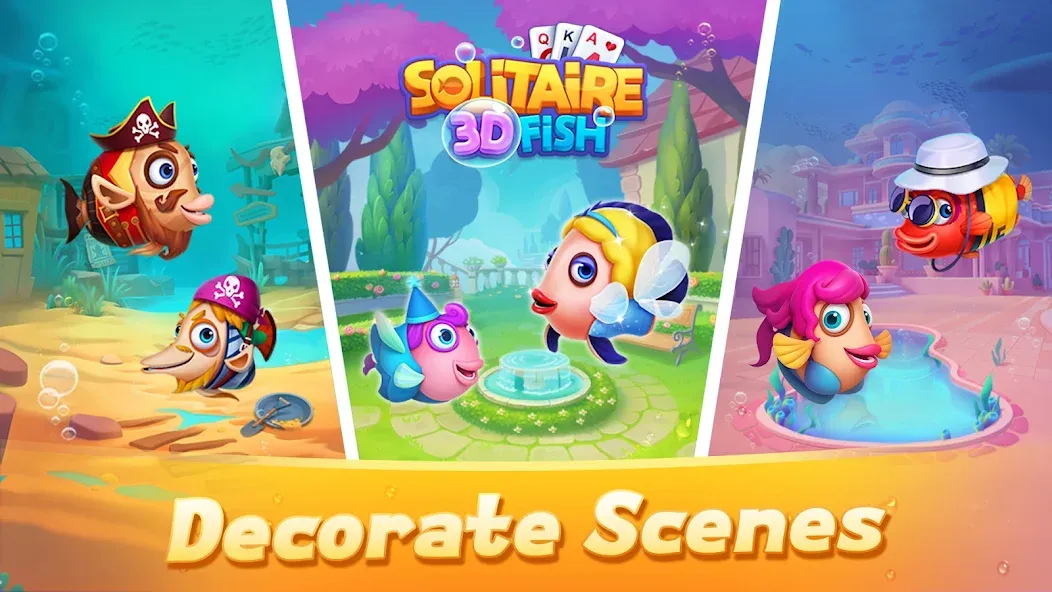 Solitaire 3D Fish  [МОД Бесконечные деньги] Screenshot 2