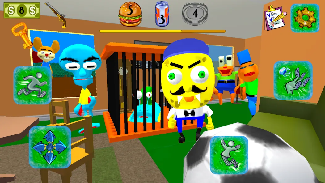 Sponge Neighbor Escape 3D (Спонж Сосед Побег 3D)  [МОД Много денег] Screenshot 2