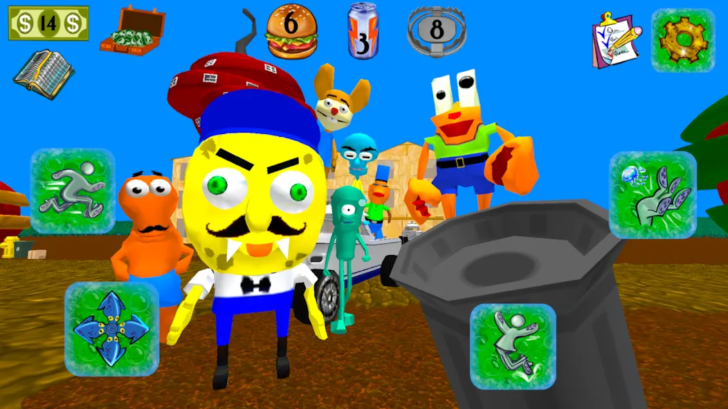 Sponge Neighbor Escape 3D (Спонж Сосед Побег 3D)  [МОД Много денег] Screenshot 3