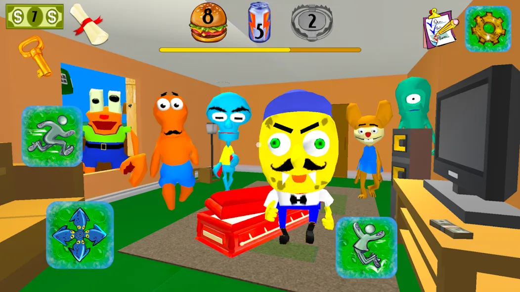 Sponge Neighbor Escape 3D (Спонж Сосед Побег 3D)  [МОД Много денег] Screenshot 4