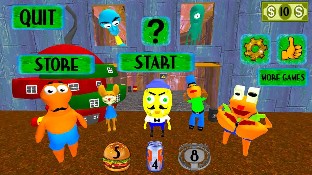 Sponge Neighbor Escape 3D (Спонж Сосед Побег 3D)  [МОД Много денег] Screenshot 5