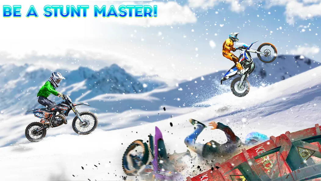 Snow Tricky Bike Stunt Race 3D  [МОД Menu] Screenshot 3