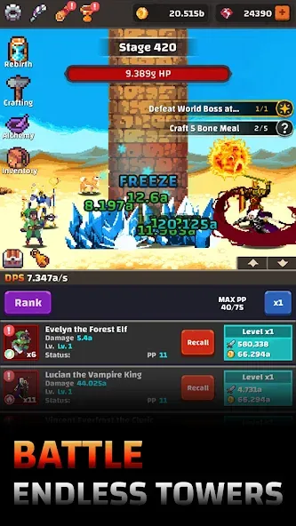 Tower Quest: Pixel Idle RPG (тауэр квест)  [МОД Много монет] Screenshot 1