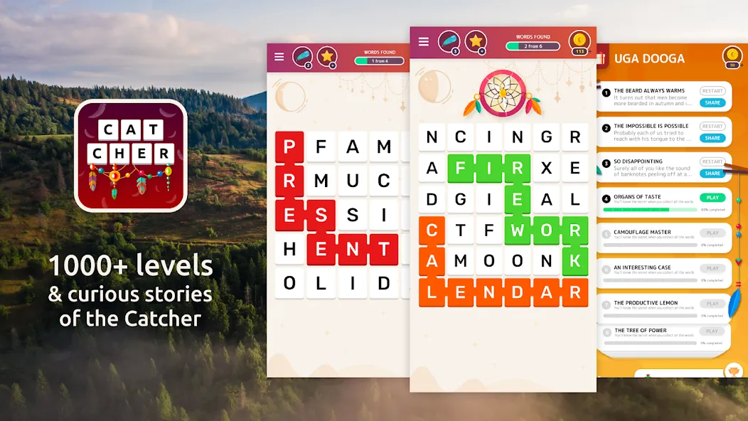 Word Catcher: Word Search  [МОД Бесконечные монеты] Screenshot 1