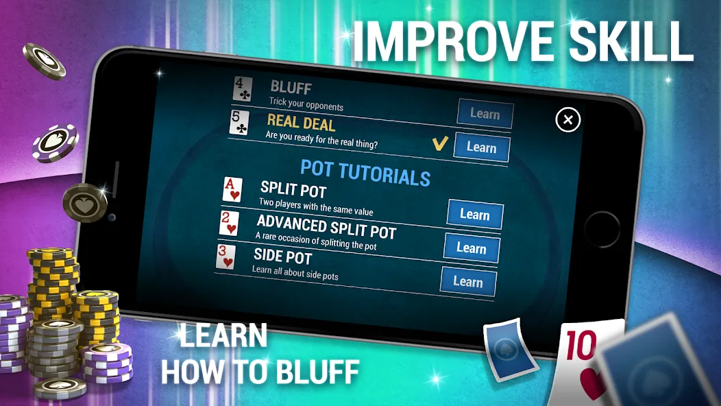 Learn How To Play Texas Poker  [МОД Бесконечные деньги] Screenshot 4