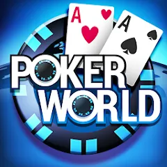 Скачать взломанную Poker World, Offline TX Holdem (Покер Ворлд)  [МОД Все открыто] - полная версия apk на Андроид