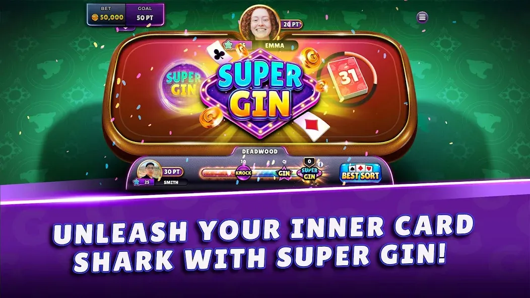 Gin Rummy Super - Card Game (Джин Рамми Супер)  [МОД Меню] Screenshot 1