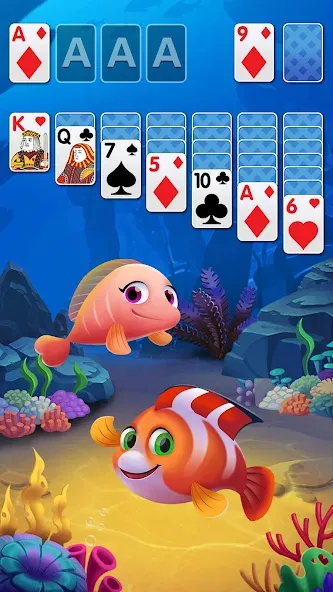 Solitaire Fish Klondike Card (Солитер Карточная игра Клондайк Фиш)  [МОД Бесконечные монеты] Screenshot 1