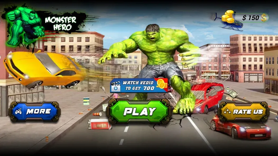 Monster Superhero: Green Fight  [МОД Много денег] Screenshot 1