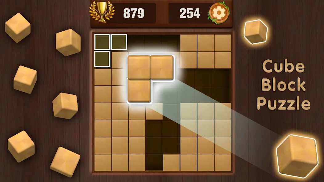 Wooden Cube Block Puzzle (Деревянный кубик головоломка)  [МОД Много денег] Screenshot 1