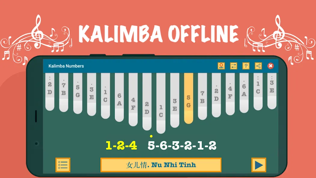 Kalimba App With Songs Numbers (Калимба приложение с песнями и цифрами)  [МОД Много денег] Screenshot 1