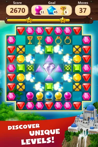 Jewels Planet - Match 3 Puzzle  [МОД Бесконечные деньги] Screenshot 3